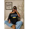 Vintage UKRAINE Baskılı Unisex Oversize