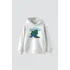 Vırtual Tracks Baskılı Oversize Unisex Premium Beyaz