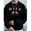 Viyana Avusturya Bayrağı Baskılı Erkek Sweatshirtleri Kışlık Bisiklet Yaka Kapüşonlu Sokak Gi
