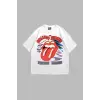Voodoo Lounge Baskılı Oversize Unisex Beyaz