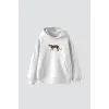 Walking Leopard Baskılı Oversize Unisex Premium Beyaz