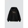 Walking Leopard Baskılı Oversize Unisex Premium Siyah