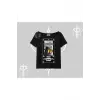Wanted Temalı Kedi Baskılı Kayık Yaka Tshirt