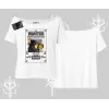 Wanted Temalı Kedi Baskılı Kayık Yaka Tshirt