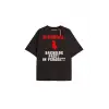 WARNING BACHELOR PARTY Unisex Oversize Yazılı Tshirt SİYAH