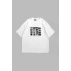 Who Can See Baskılı Oversize Unisex Beyaz