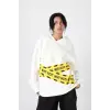Why Not Baskılı Beyaz Oversize Unisex Kapüşonlu