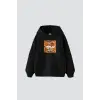 Wild Baskılı Oversize Unisex Siyah
