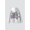 y2K Gengar Sırt Baskılı Oversize Unisex Beyaz