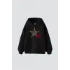 Y2k Leopar Starz Baskılı Oversize Unisex Siyah