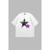 Y2k Leopar Starz V2 Baskılı Oversize Unisex Beyaz