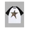 YILDIZ LEOPAR BASKILI ÇİFT RENK T SHIRT
