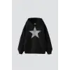 Yıldız Taş Baskılı Oversize Unisex Siyah