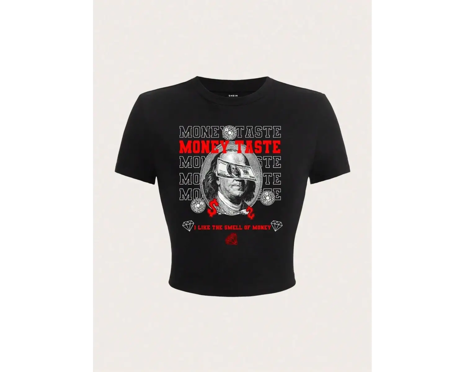 100% pamuk kadın kırpma t-shirt para tat mektup baskılı tişört gömlek o-boyun sıkı kısa kollu