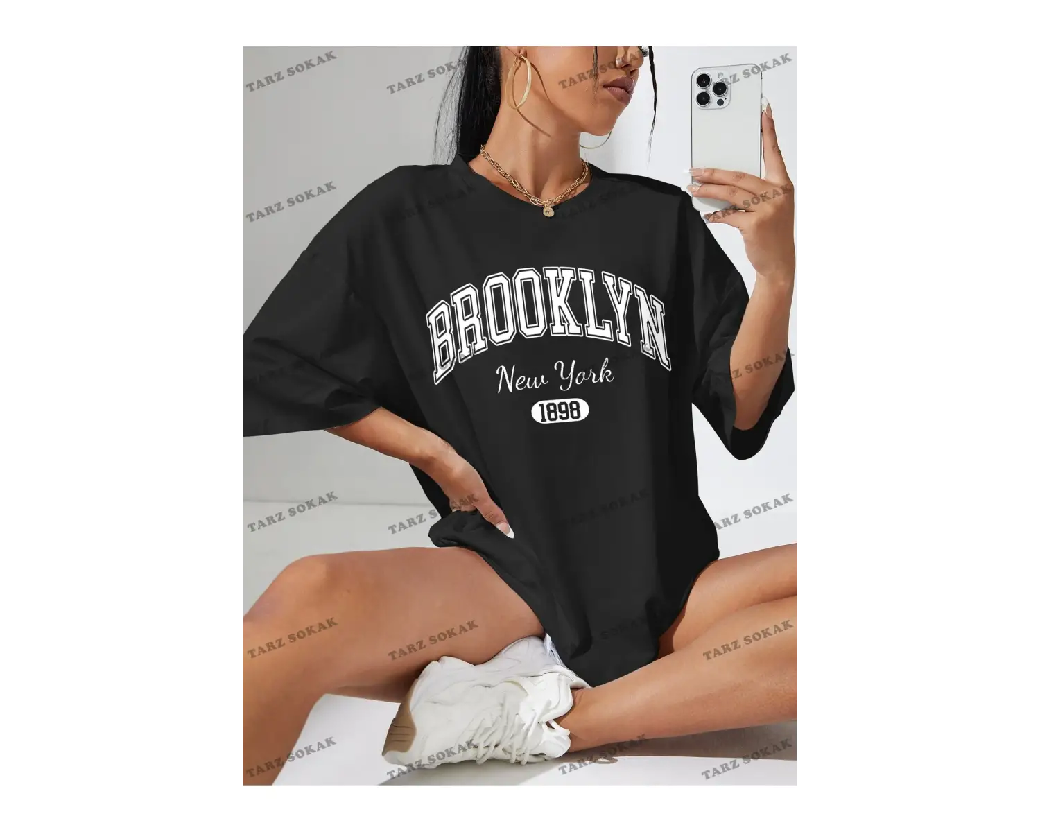 1898 New York Baskılı Oversize Kalıp Unisex T-shirt