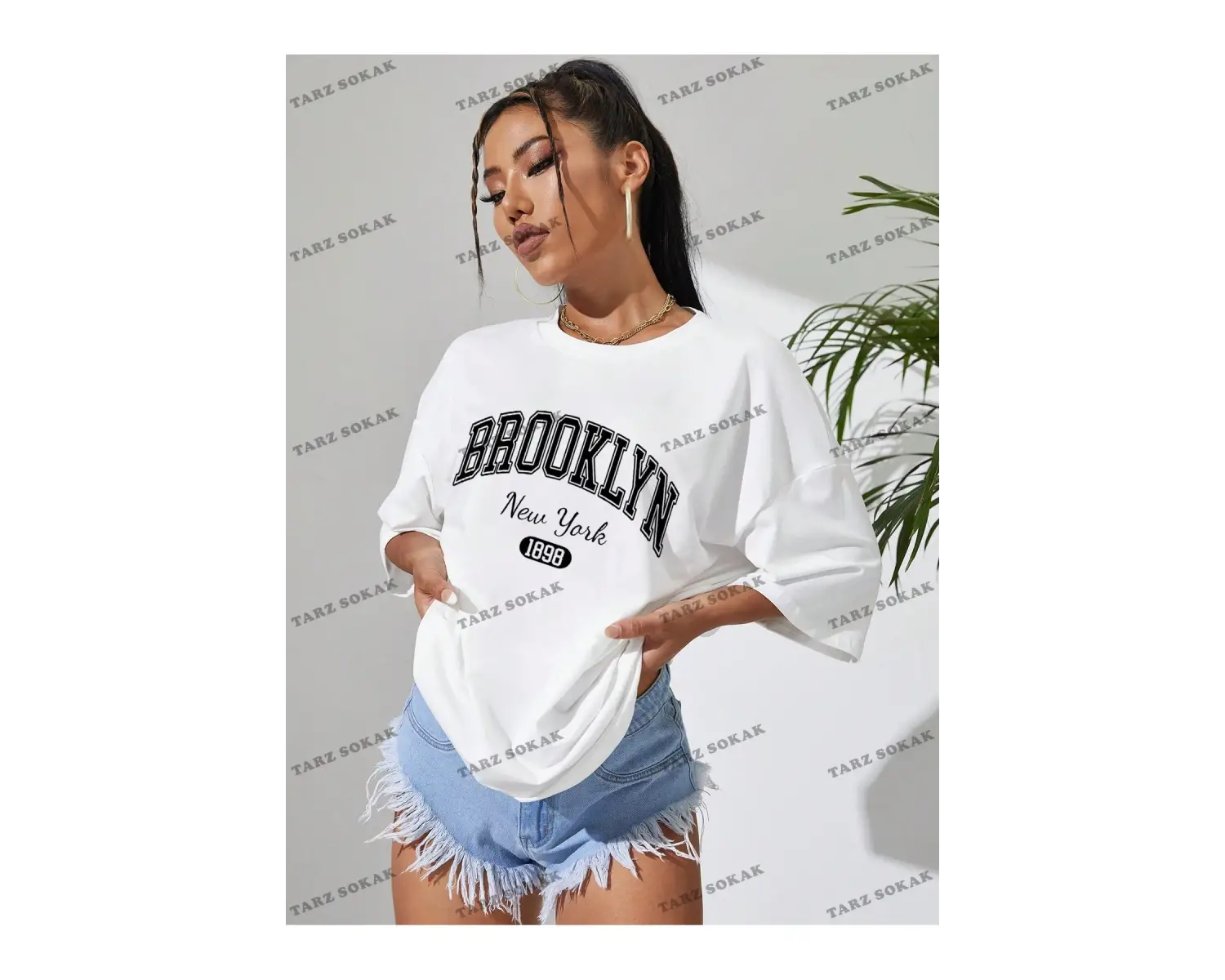 1898 New York Baskılı Oversize Kalıp Unisex T-shirt