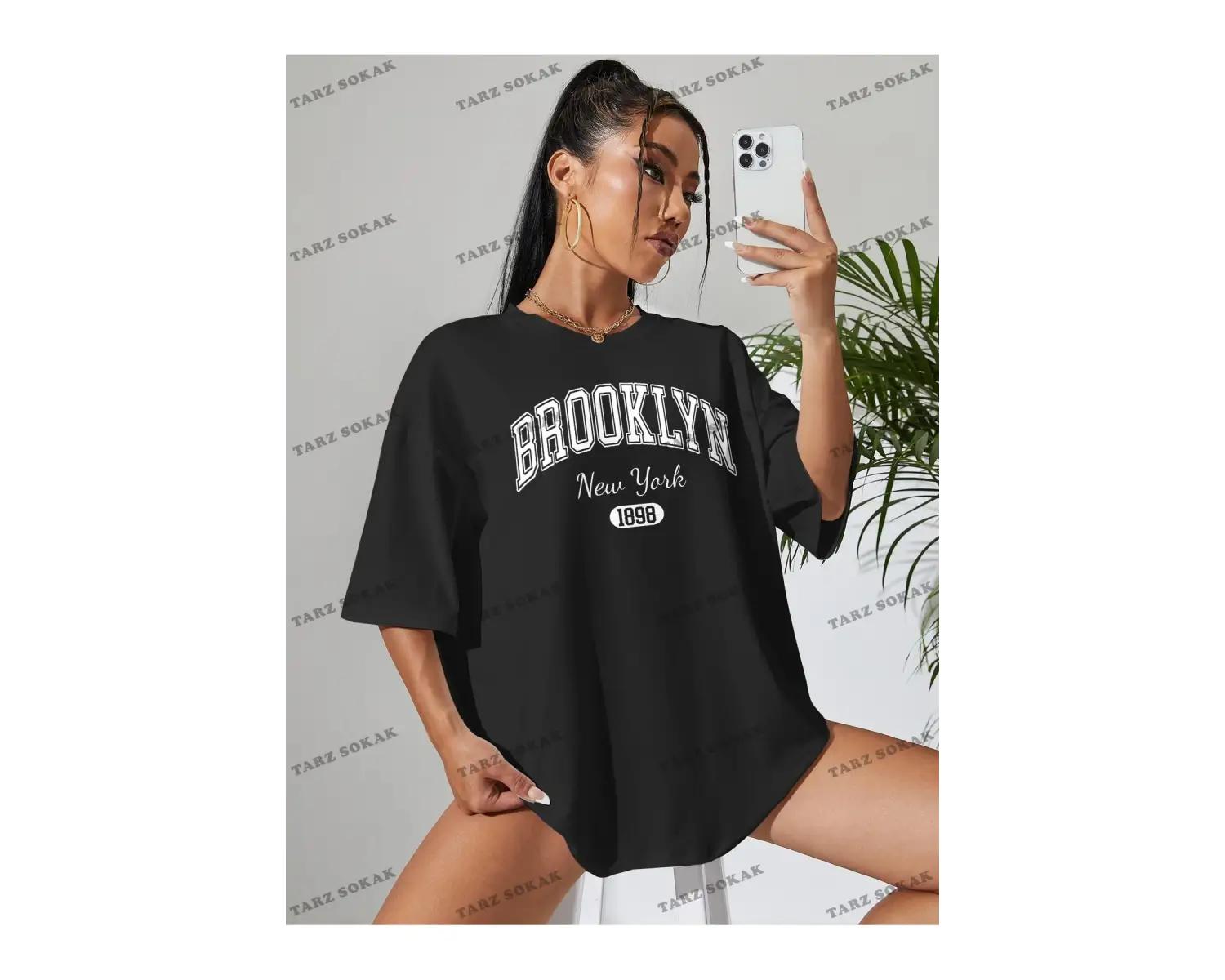 1898 New York Baskılı Oversize Kalıp Unisex T-shirt