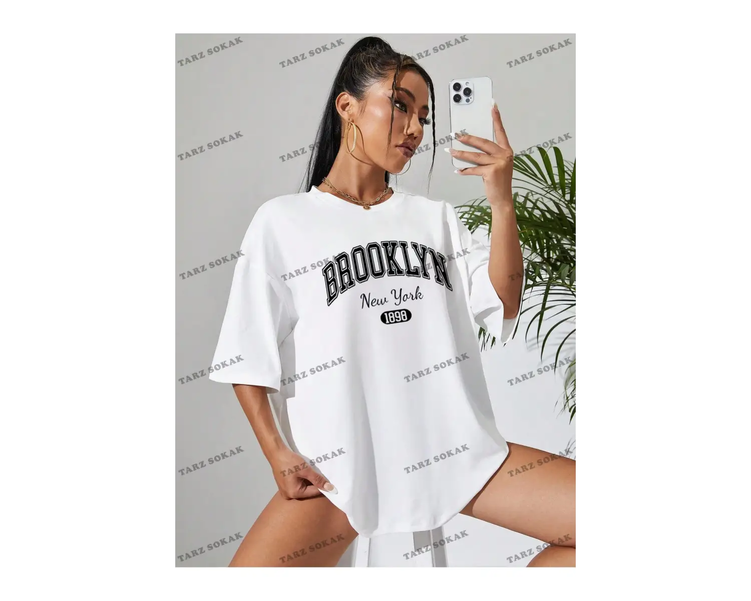 1898 New York Baskılı Oversize Kalıp Unisex T-shirt