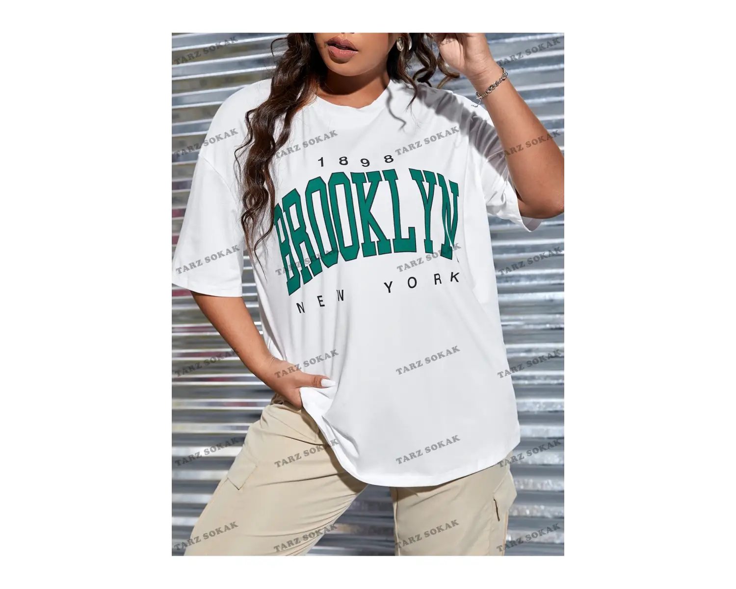 1898brooklyn Baskılı Oversize Kalıp Unisex T-shirt