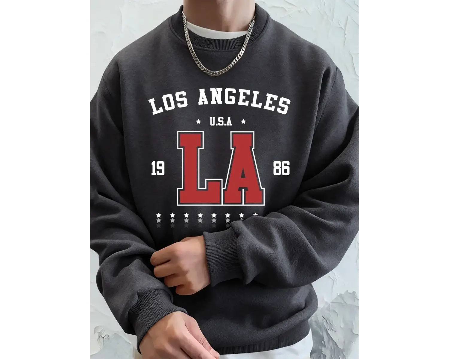 1986 Los Angeles ABD Baskı Erkekler Tişörtü Kış Polar Sıcak Hoodie Kore Gevşek Bisiklet Yaka