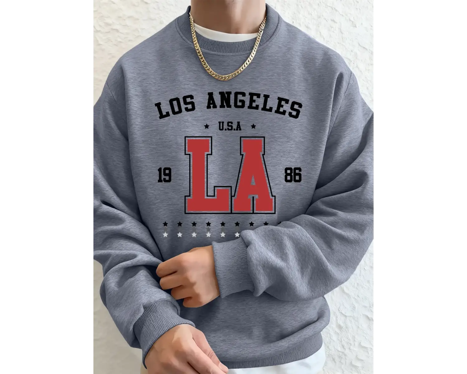 1986 Los Angeles ABD Baskı Erkekler Tişörtü Kış Polar Sıcak Hoodie Kore Gevşek Bisiklet Yaka