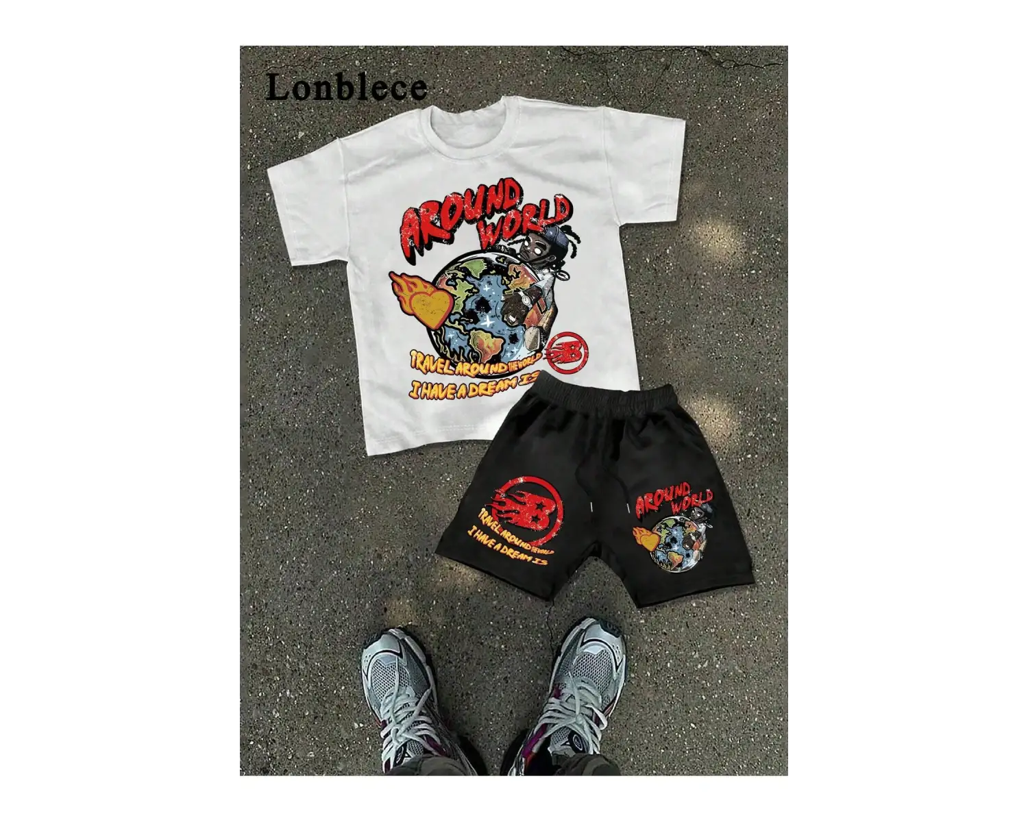 2 adet/takım Erkek Yaz Rahat Spor Düz Renk Mürettebat Tişört ve Şort Takımı