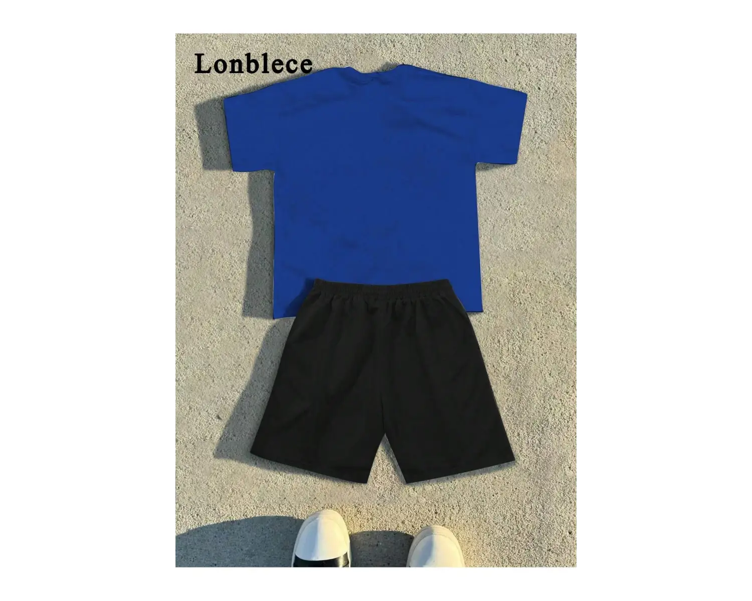 2 adet/takım Erkek Yaz Rahat Spor Düz Renk Mürettebat Tişört ve Şort Takımı