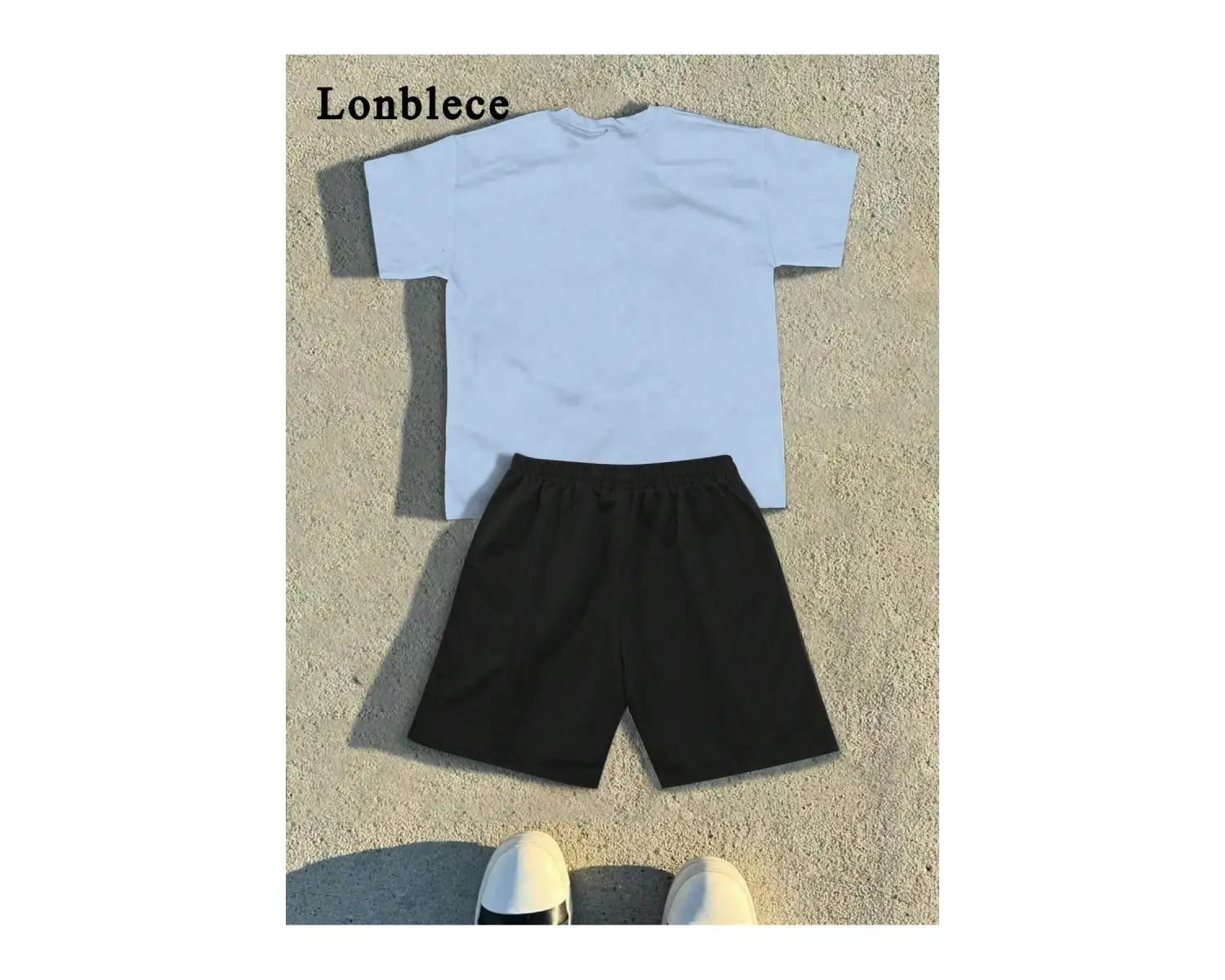 2 adet/takım Erkek Yaz Rahat Spor Düz Renk Mürettebat Tişört ve Şort Takımı