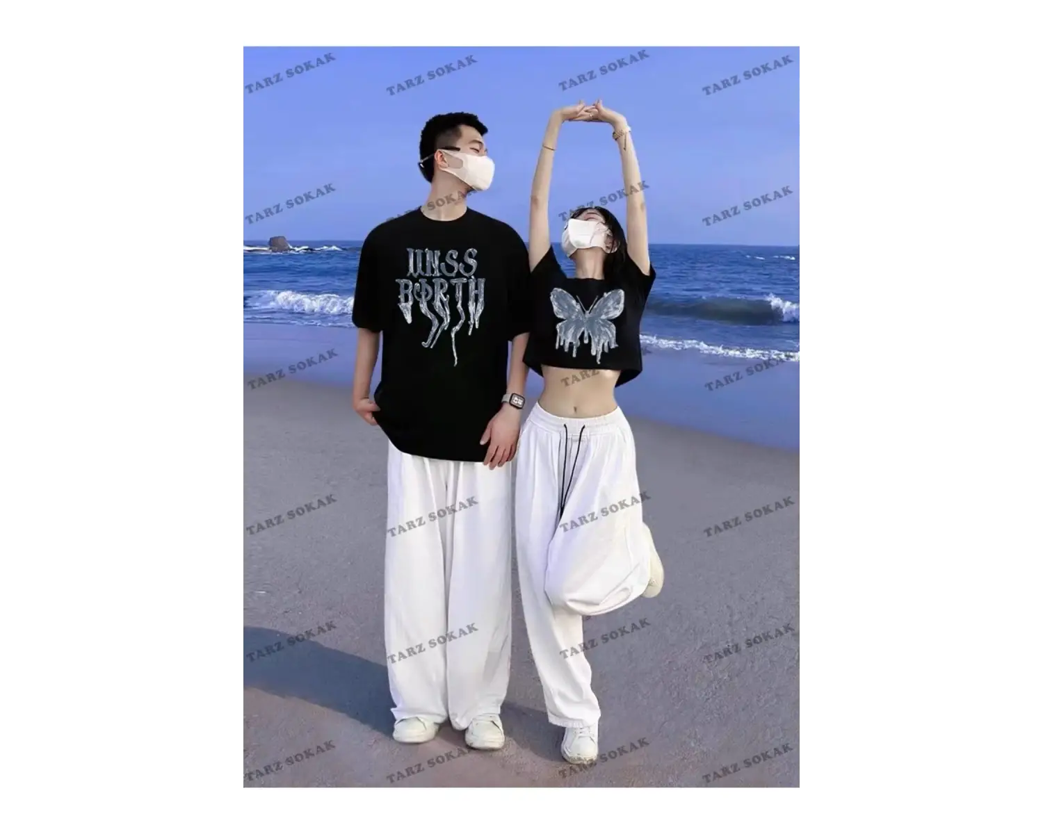 2 Adet Tir Harajuku Style Çift Sevgili Kombinleri Couple Clothing Yeni Sezon