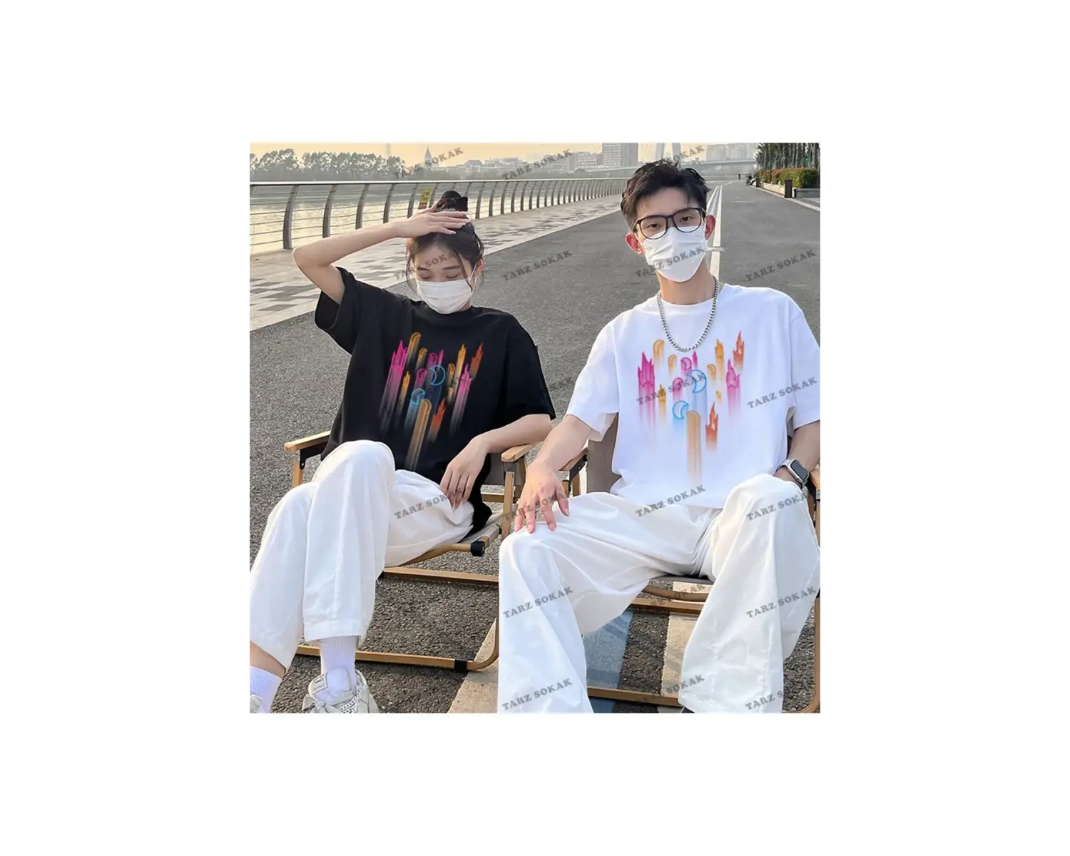 2 Adet Tir Harajuku Style Çift Sevgili Kombinleri Couple Clothing Yeni Sezon