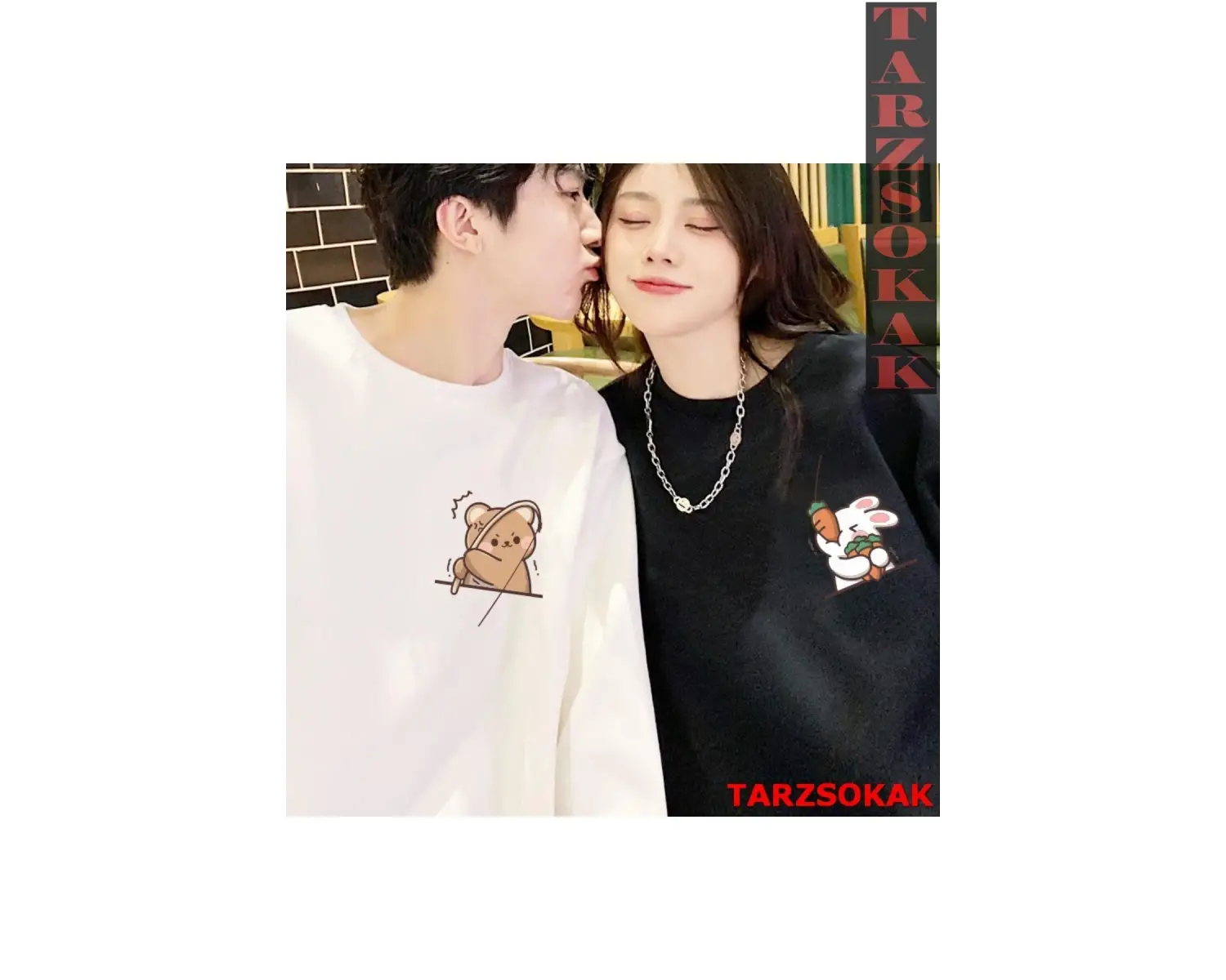 2 Li Harajuku Style Çift Sevgili Kombinleri Couple Clothing Yeni Sezon 2 Adet