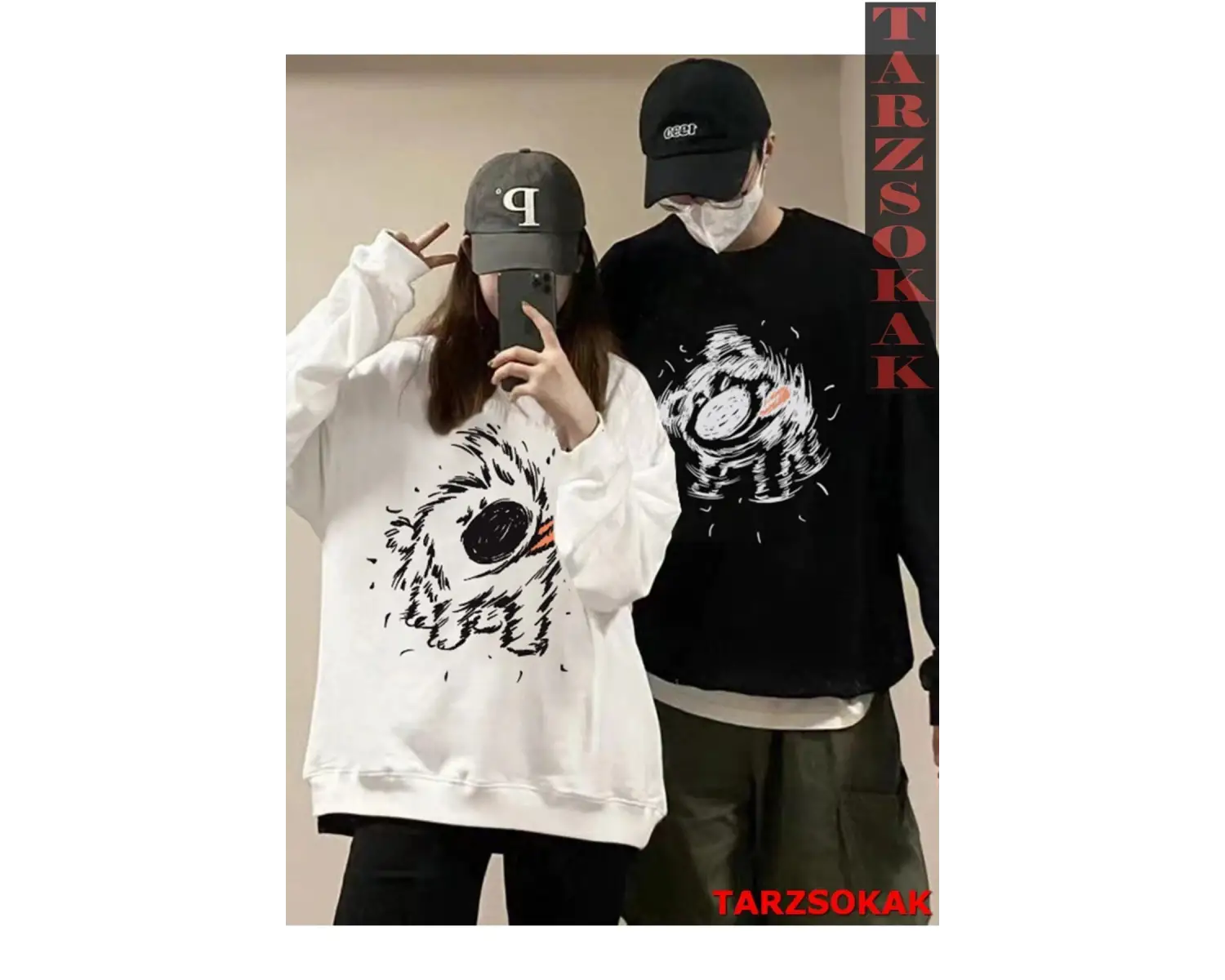 2 Li Harajuku Style Çift Sevgili Kombinleri Couple Clothing Yeni Sezon 2 Adet