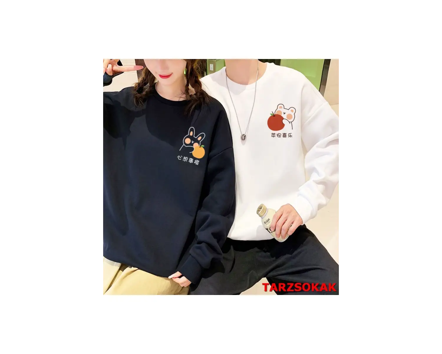 2 Li Harajuku Style Çift Sevgili Kombinleri Couple Clothing Yeni Sezon 2 Adet