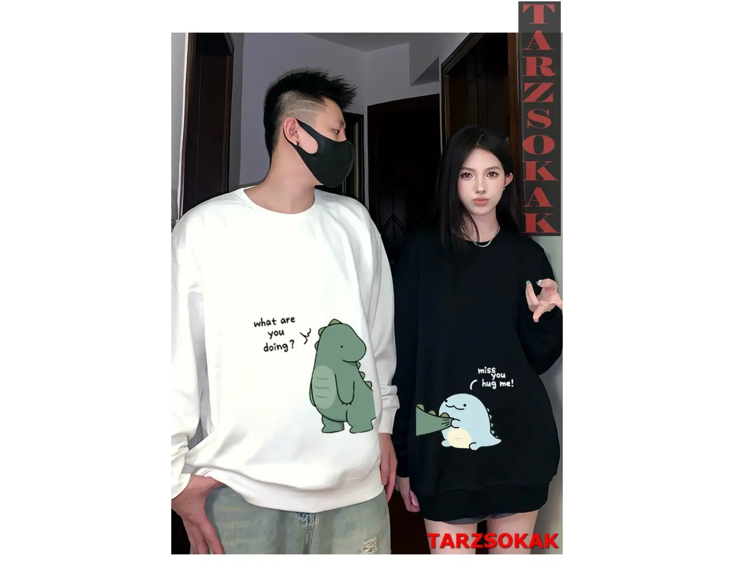 2 Li Harajuku Style Çift Sevgili Kombinleri Couple Clothing Yeni Sezon 2 Adet