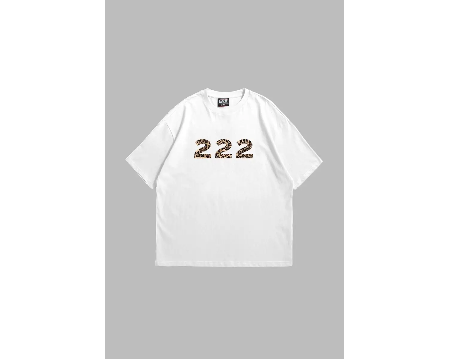 222 Leopar Baskılı Oversize Unisex Premium Beyaz