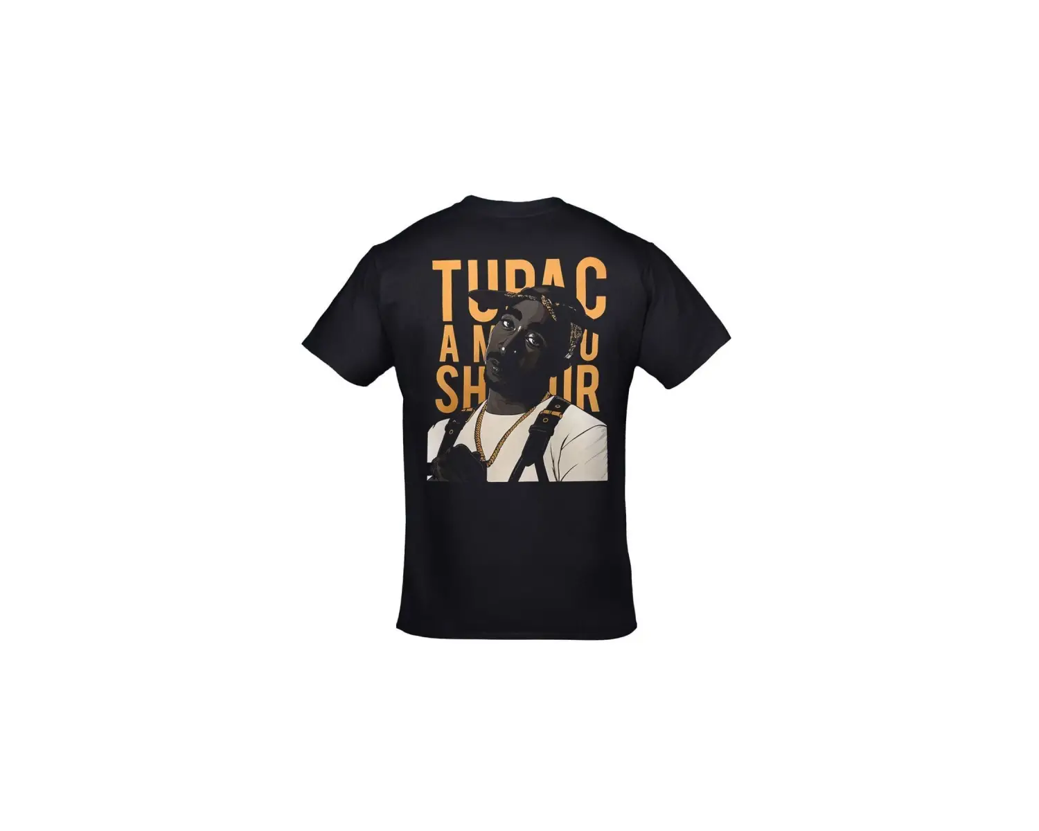 2pac Tupac Shakur Ön Arka Baskılı Unisex Siyah