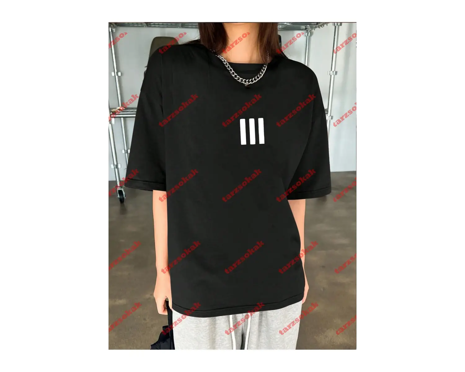 3 Çizgi Baskılı Beyaz Erkek Tshirt Beyaz