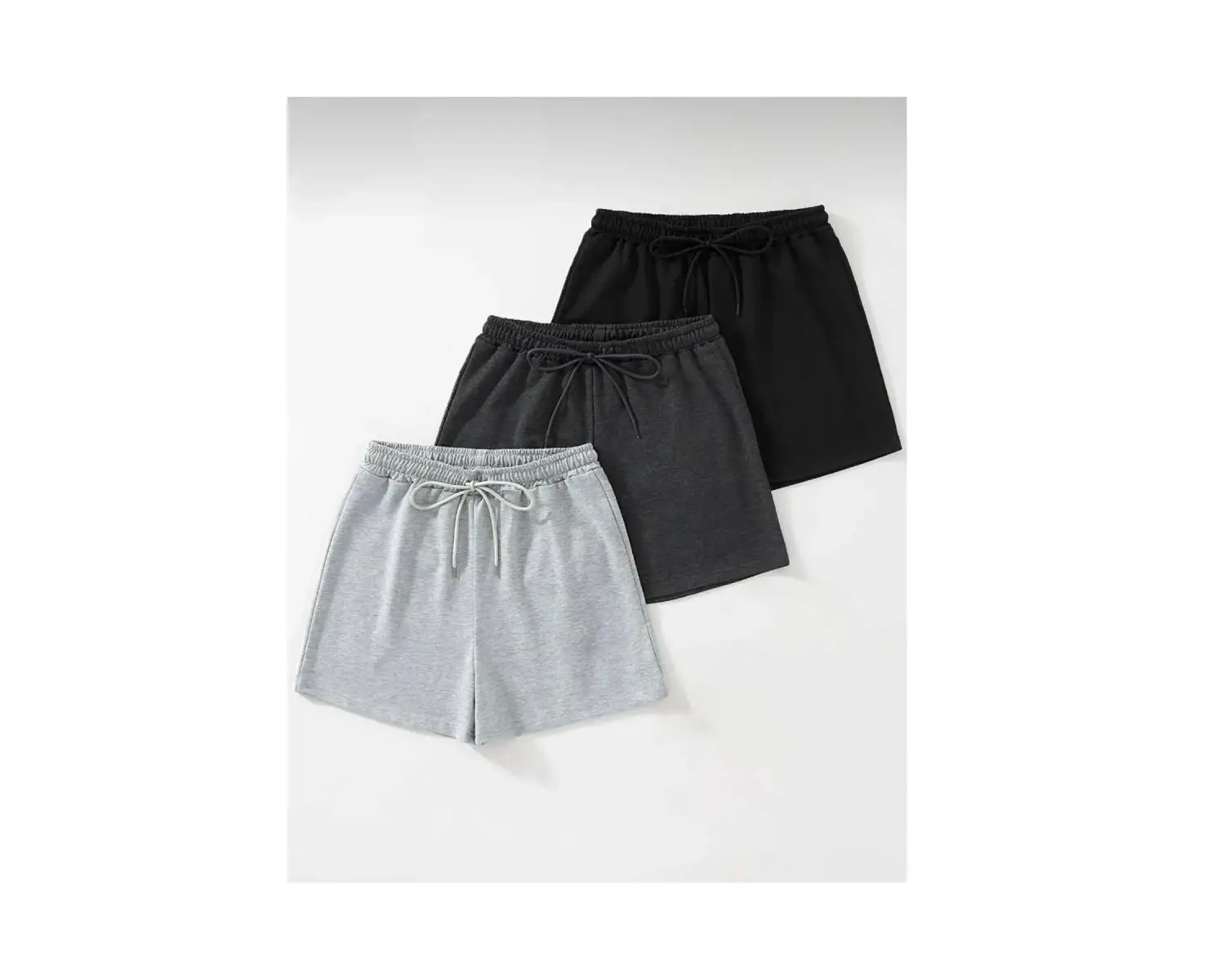 3lü siyah gri füme renk pamuklu şort