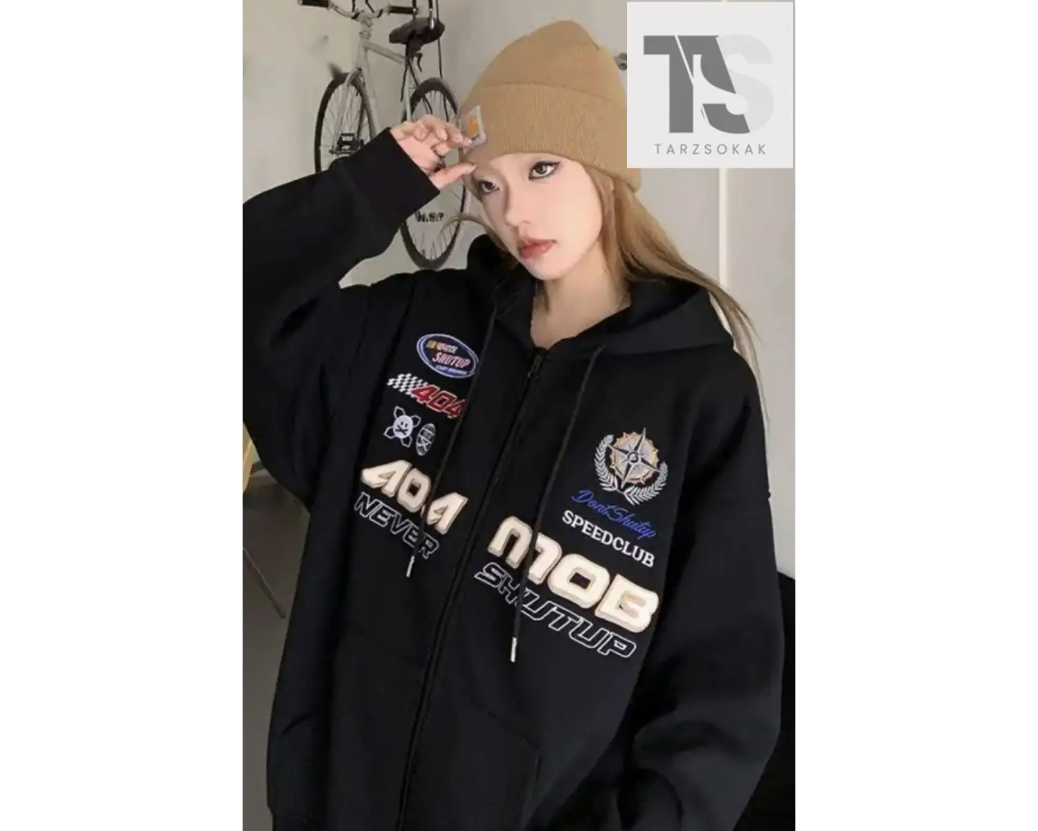 404 Never Shutup Sweatshirt Fermuarlı Hırka Siyah