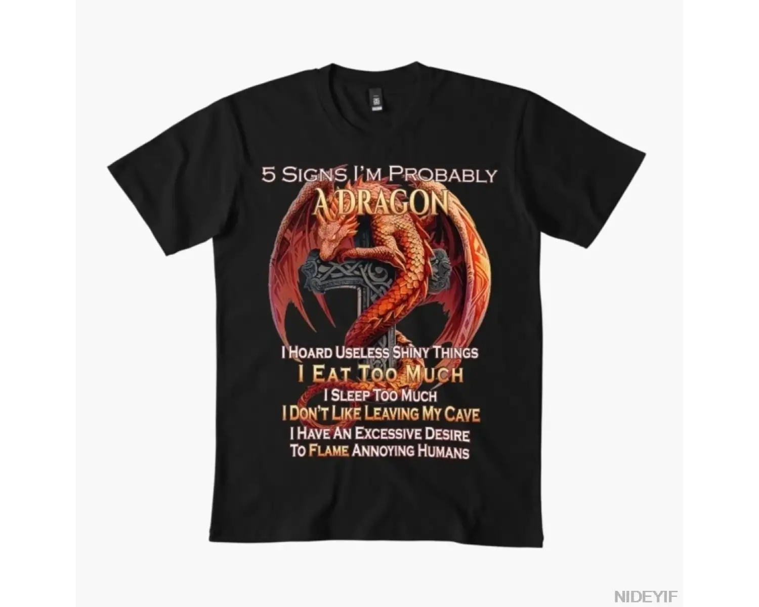5 İşaretler Olası Olarak Bir Ejderha Olduğum İçin Doğruduruyum Fantezi Mizah Tişörtü Erkekler