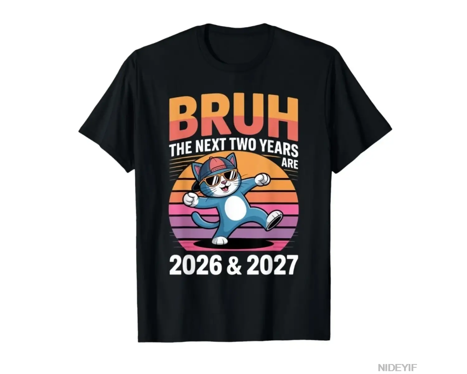 6 7 Bruh Komik Kedi Yeni Yıl T-shirt Erkekler Kadınlar Için % 100% Pamuk T Shirt Kısa Kollu Ü