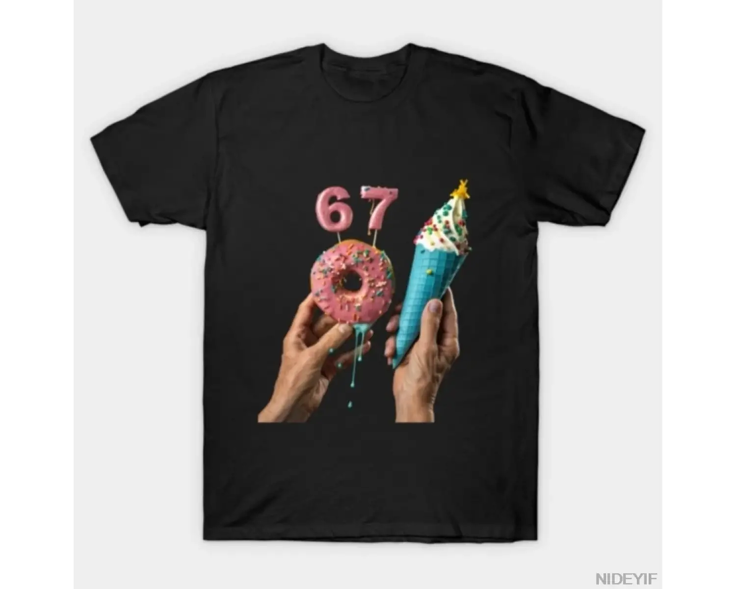 6 7-ice-ceam Erkek Kadın Tişörtü %100 Pamuklu Tişört Kısa Kollu Üstler 0109-2