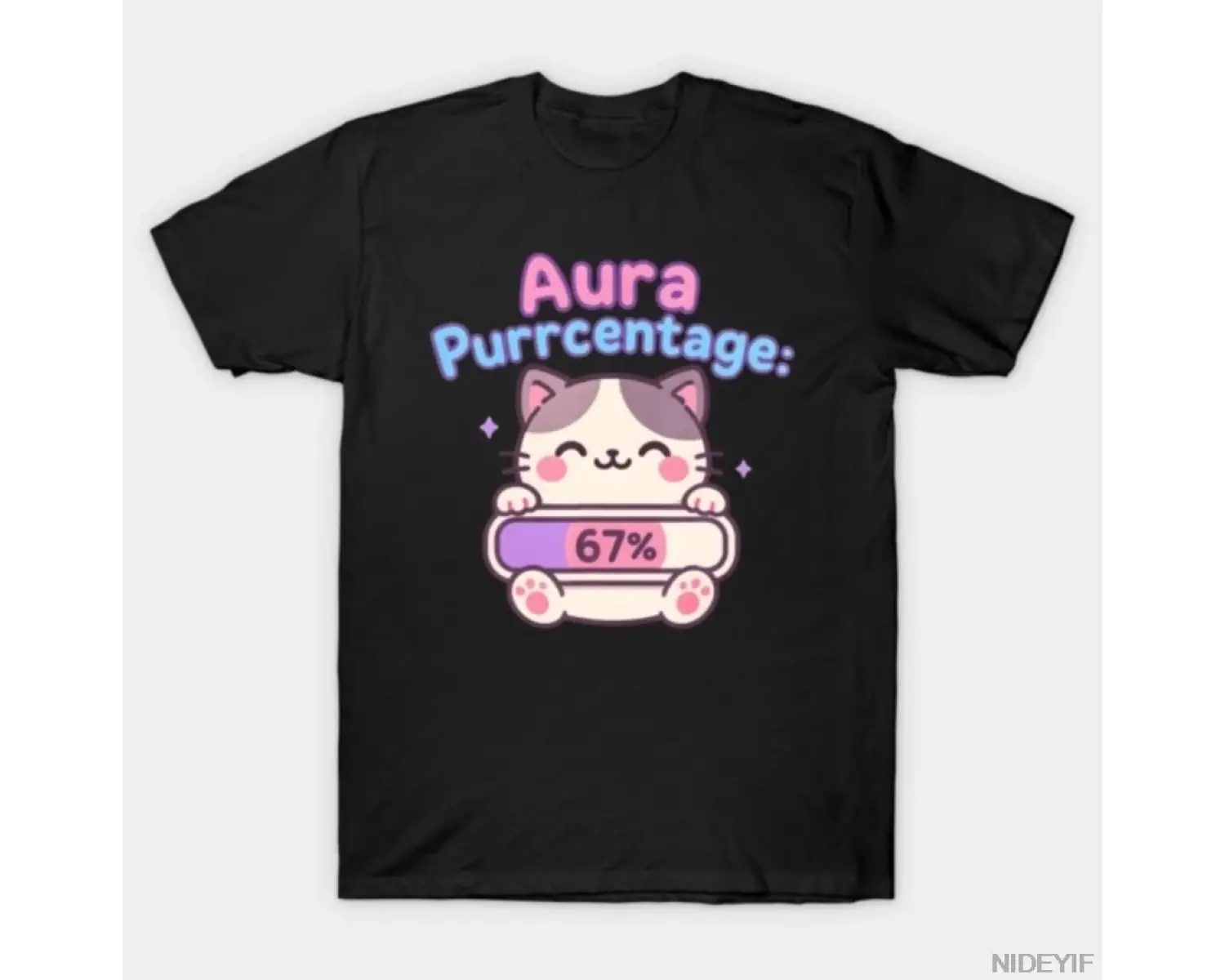67 Kedi Aura Enerjisi Altı Yedi Nesil Z Alfa Erkek Kadın Tişörtü %100 Pamuk Tişörtler Kısa Ko