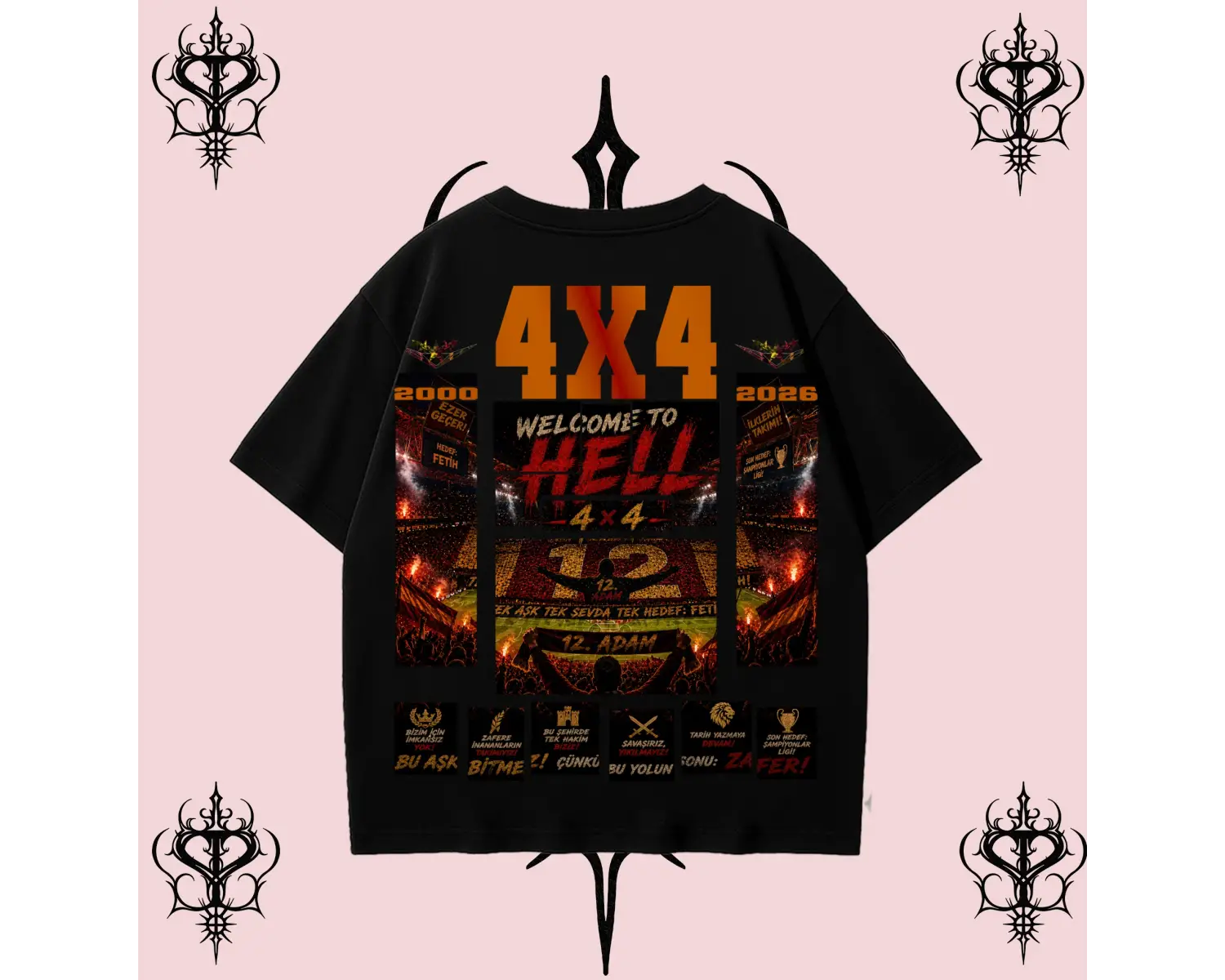 4X4 Şampiyonluk Tişört Oversize Beyaz | 12 Adam Hedef Avrupa Unisex