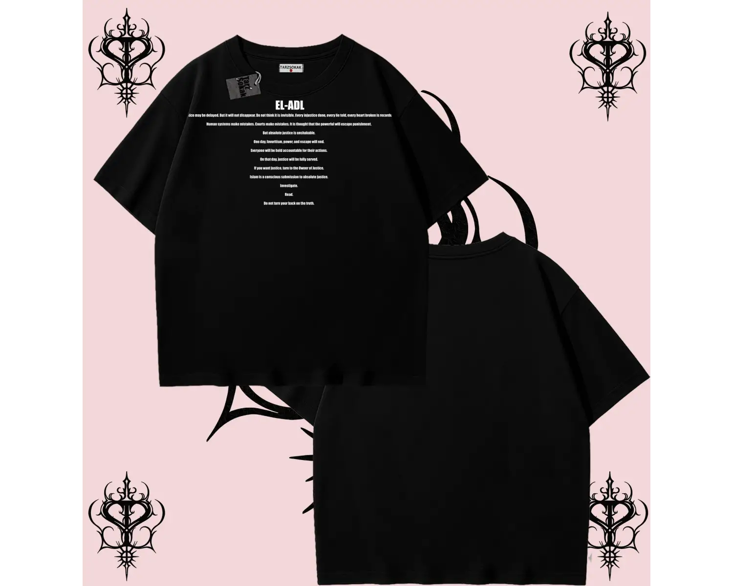 EL-ADL ingilizce  | Rabbimin 99 İsminden El-Adl Oversize Unisex Tişört – Adalet Temalı Streetwear