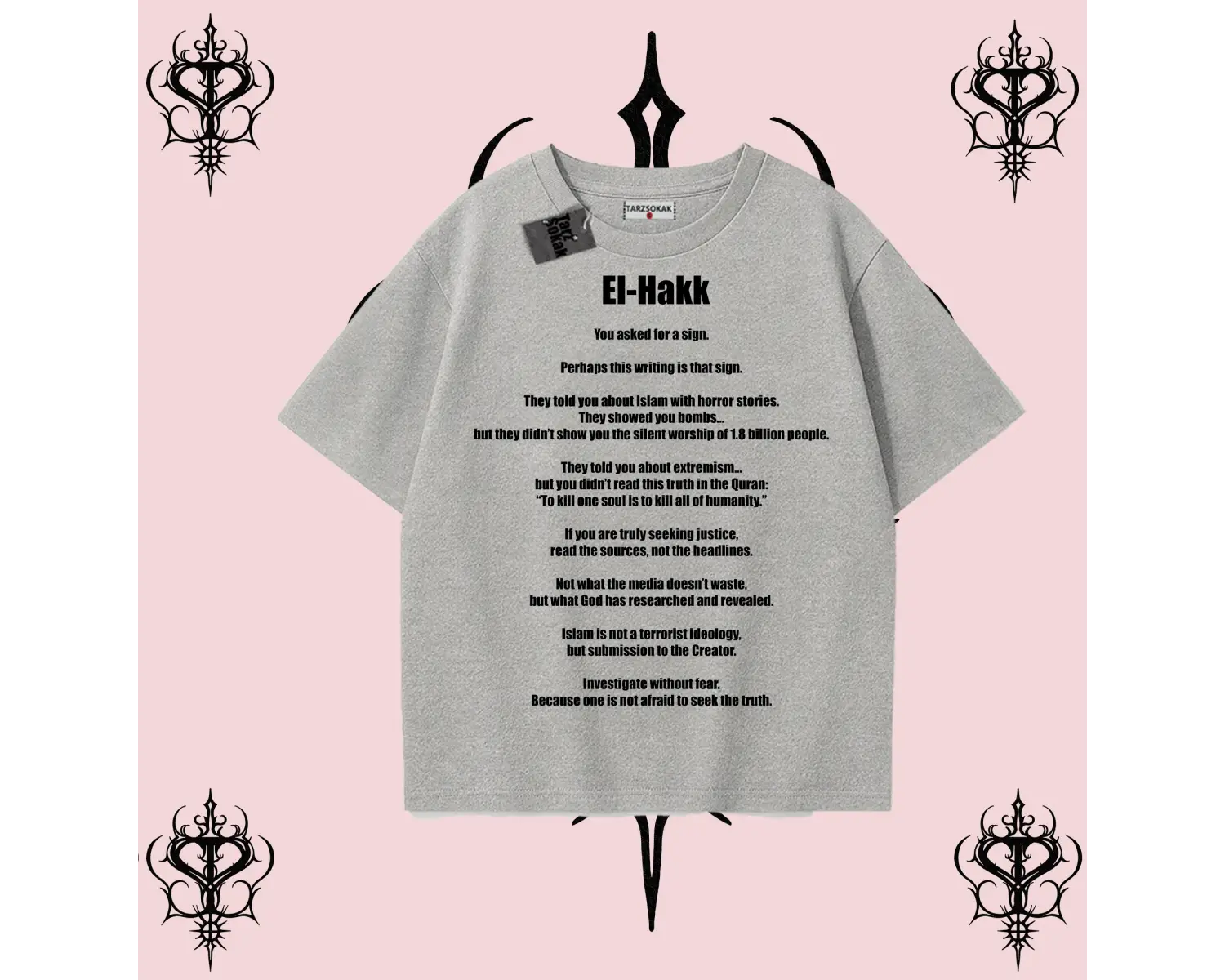 EL-HAK ingilizce | Rabbimin 99 İsminden El-Hak Oversize Unisex Tişört – Hakikat Temalı Streetwear