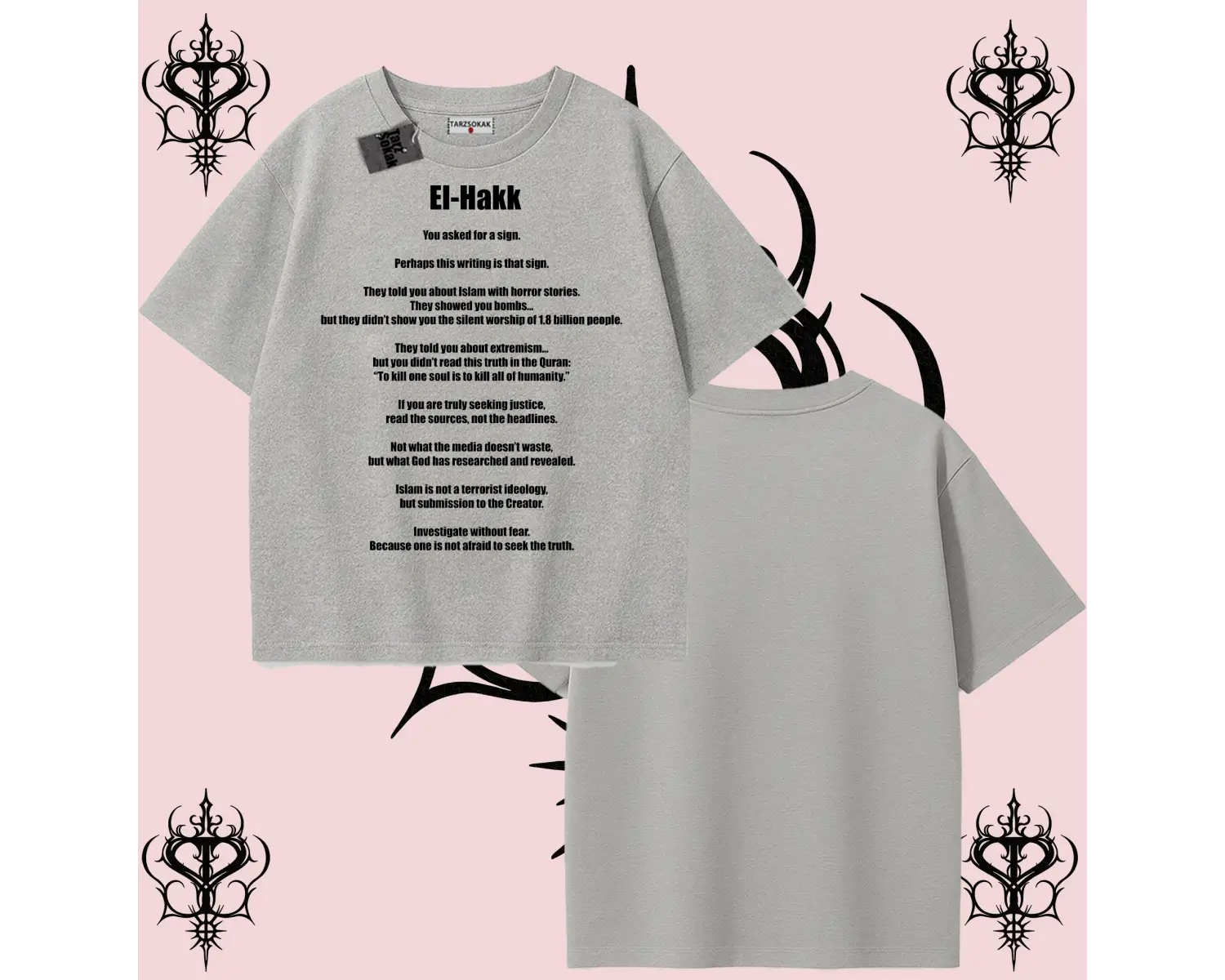 EL-HAK ingilizce | Rabbimin 99 İsminden El-Hak Oversize Unisex Tişört – Hakikat Temalı Streetwear