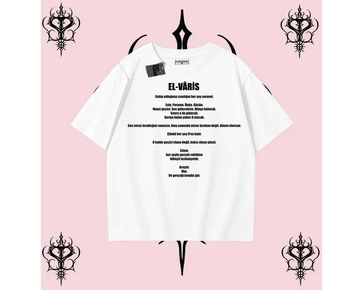 EL-VARİS | Rabbimin 99 İsminden El-Varis Oversize Unisex Tişört – Hakikat Temalı Streetwear