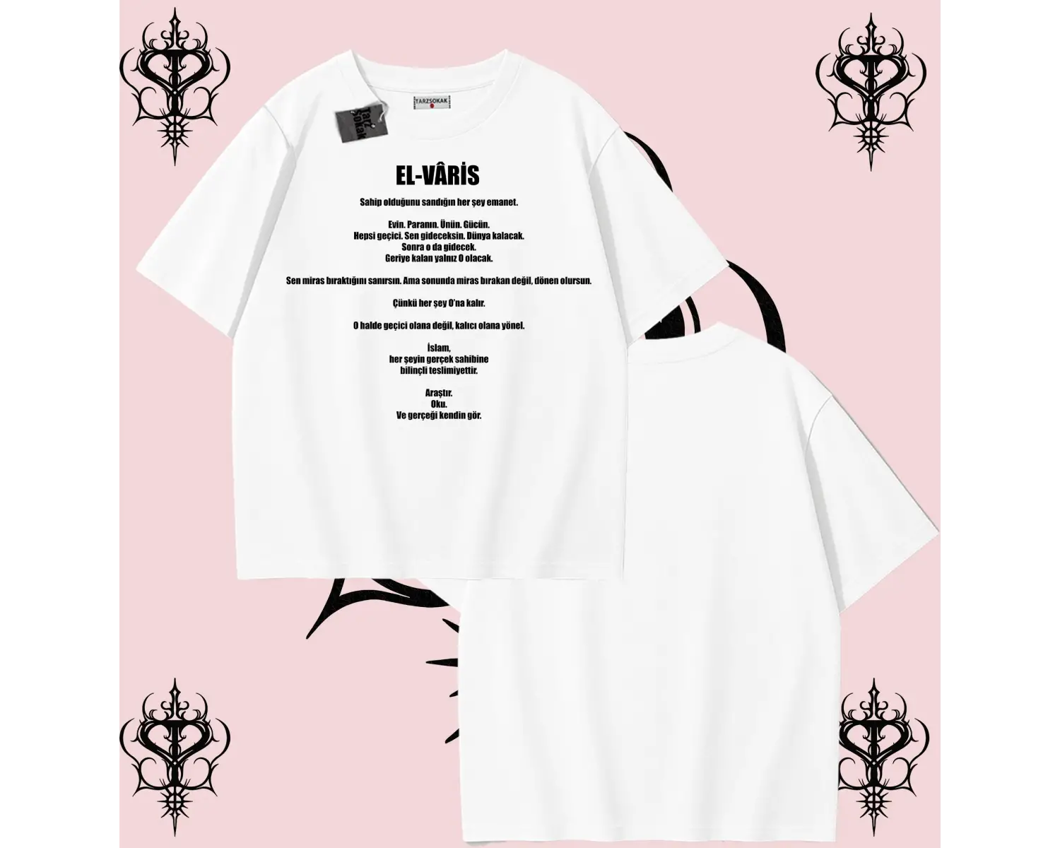 EL-VARİS | Rabbimin 99 İsminden El-Varis Oversize Unisex Tişört – Hakikat Temalı Streetwear
