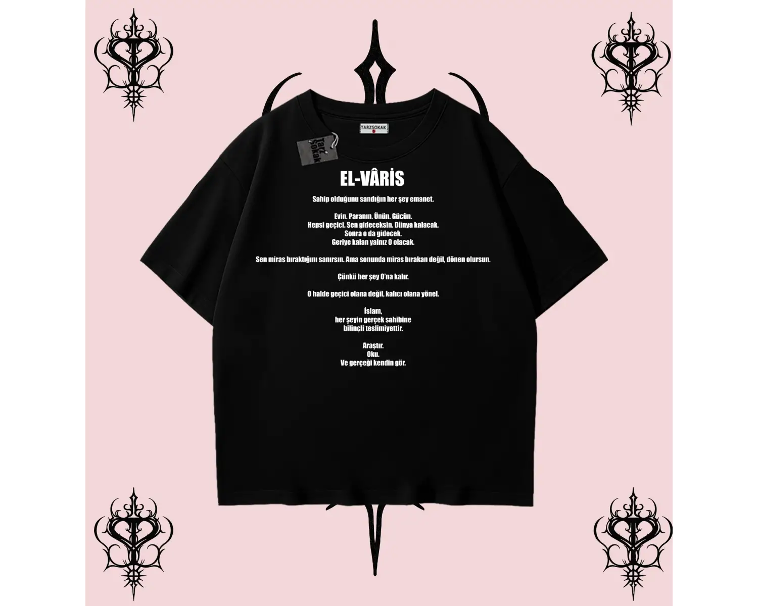 EL-VARİS | Rabbimin 99 İsminden El-Varis Oversize Unisex Tişört – Hakikat Temalı Streetwear